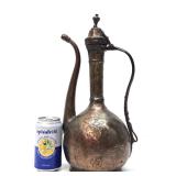 Antique Hammered Copper Middle Eastern Ewer - 15"