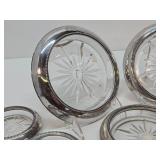 Large Set of Vintage Sterling Silver on Glass Coasters or Ashtrays etc
