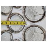 Large Set of Vintage Sterling Silver on Glass Coasters or Ashtrays etc