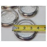 Large Set of Vintage Sterling Silver on Glass Coasters or Ashtrays etc