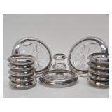 Large Set of Vintage Sterling Silver on Glass Coasters or Ashtrays etc