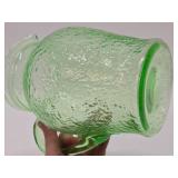 Excellent Vintage Green Vaseline Glass Juice Pitcher w/Lid