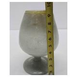 Large Mid Century Heavy Handblown Murano Style Oversized Bubble Glass Goblet