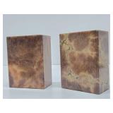 Mid Century Hand Carved Italian Alabaster Block Bookends