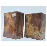 Mid Century Hand Carved Italian Alabaster Block Bookends