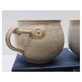 3 Sets of Vintage Japanese Designer Stoneware Pottery Mugs by Takeuchi