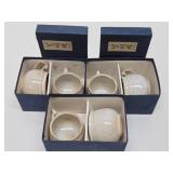 3 Sets of Vintage Japanese Designer Stoneware Pottery Mugs by Takeuchi