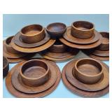 Wonderful Collection of Original Mid Century Teakwood Dishware