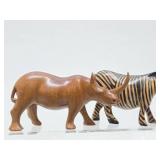 Collection of Carved Wood Animals & Brass Giraffe