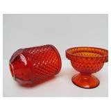 Mid Century Red / Amberina Glass Fairy Lamp