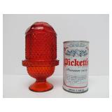 Mid Century Red / Amberina Glass Fairy Lamp