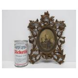 Original Ornate Antique Cast Metal Victorian Picture Frame