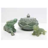 Group of Jade & other Carved Green Stone Items