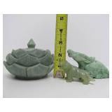 Group of Jade & other Carved Green Stone Items