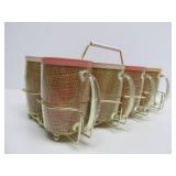 Mid Century Mug Set w/Brass Stand