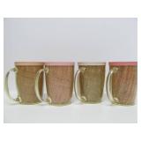 Mid Century Mug Set w/Brass Stand