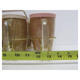 Mid Century Mug Set w/Brass Stand