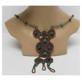 Excellent Large Vintage Southwestern Copper & Malachite Necklace