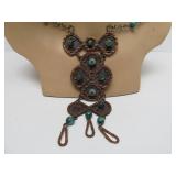 Excellent Large Vintage Southwestern Copper & Malachite Necklace