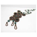 Excellent Large Vintage Southwestern Copper & Malachite Necklace