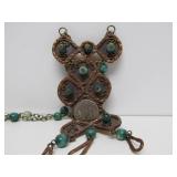 Excellent Large Vintage Southwestern Copper & Malachite Necklace