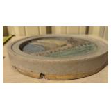 Exceptional Antique ROOKWOOD Faience Large Round Medallion Plaque w/Viking Dragon/Drakkar Ship