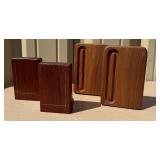 2 Sets of Vintage Mid Century Teak Wood Bookends
