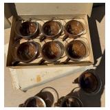 2 Sets of NOS Mid Century Teak & Glass Mugs by Schott - Made in Denmark