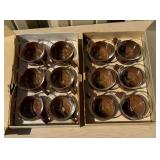 2 Sets of NOS Mid Century Teak & Glass Mugs by Schott - Made in Denmark