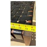 Excellent Mid Century Woven Leather & Teak Ottoman / Stool