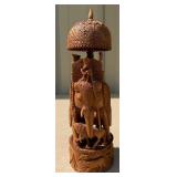 Highly Detailed Old Vintage Carved Sandalwood India Royal Elephant Processional Statue