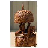 Highly Detailed Old Vintage Carved Sandalwood India Royal Elephant Processional Statue