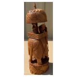 Highly Detailed Old Vintage Carved Sandalwood India Royal Elephant Processional Statue