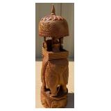 Highly Detailed Old Vintage Carved Sandalwood India Royal Elephant Processional Statue