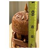 Highly Detailed Old Vintage Carved Sandalwood India Royal Elephant Processional Statue