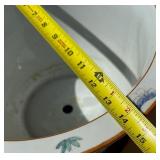 Large Signed Vintage Oriental Ceramic Planter w/Tray