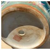 Large Signed Vintage Oriental Ceramic Planter w/Tray