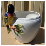 2 Large Vintage Italian Capodimonte / Ceramic Vases w/Birds