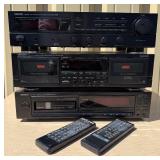 Nice Working DENON Stereo Receiver Cassette Deck & CD Player w/Remotes