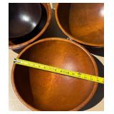3 Large Vintage Mid Century Wood Bowls