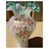 Large Vintage Signed FENTON Hand painted Family Signature Series Vase