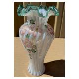 Large Vintage Signed FENTON Hand painted Family Signature Series Vase