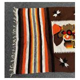 Vintage Handmade Wool Aztec Warrior Rug or Tapestry