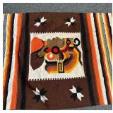 Vintage Handmade Wool Aztec Warrior Rug or Tapestry