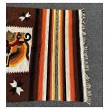 Vintage Handmade Wool Aztec Warrior Rug or Tapestry