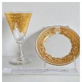 Gorgeous Antique SALVIATI Gold Decorated Plate & Goblet