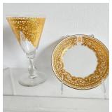 Gorgeous Antique SALVIATI Gold Decorated Plate & Goblet