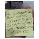 Pair of LARGE & Wonderful Filipino Hand Carved Wood Figures - Igorot Hunter & Tribeswoman - Approx 30"