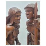Pair of LARGE & Wonderful Filipino Hand Carved Wood Figures - Igorot Hunter & Tribeswoman - Approx 30"