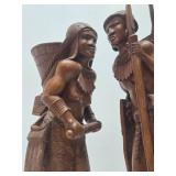 Pair of LARGE & Wonderful Filipino Hand Carved Wood Figures - Igorot Hunter & Tribeswoman - Approx 30"